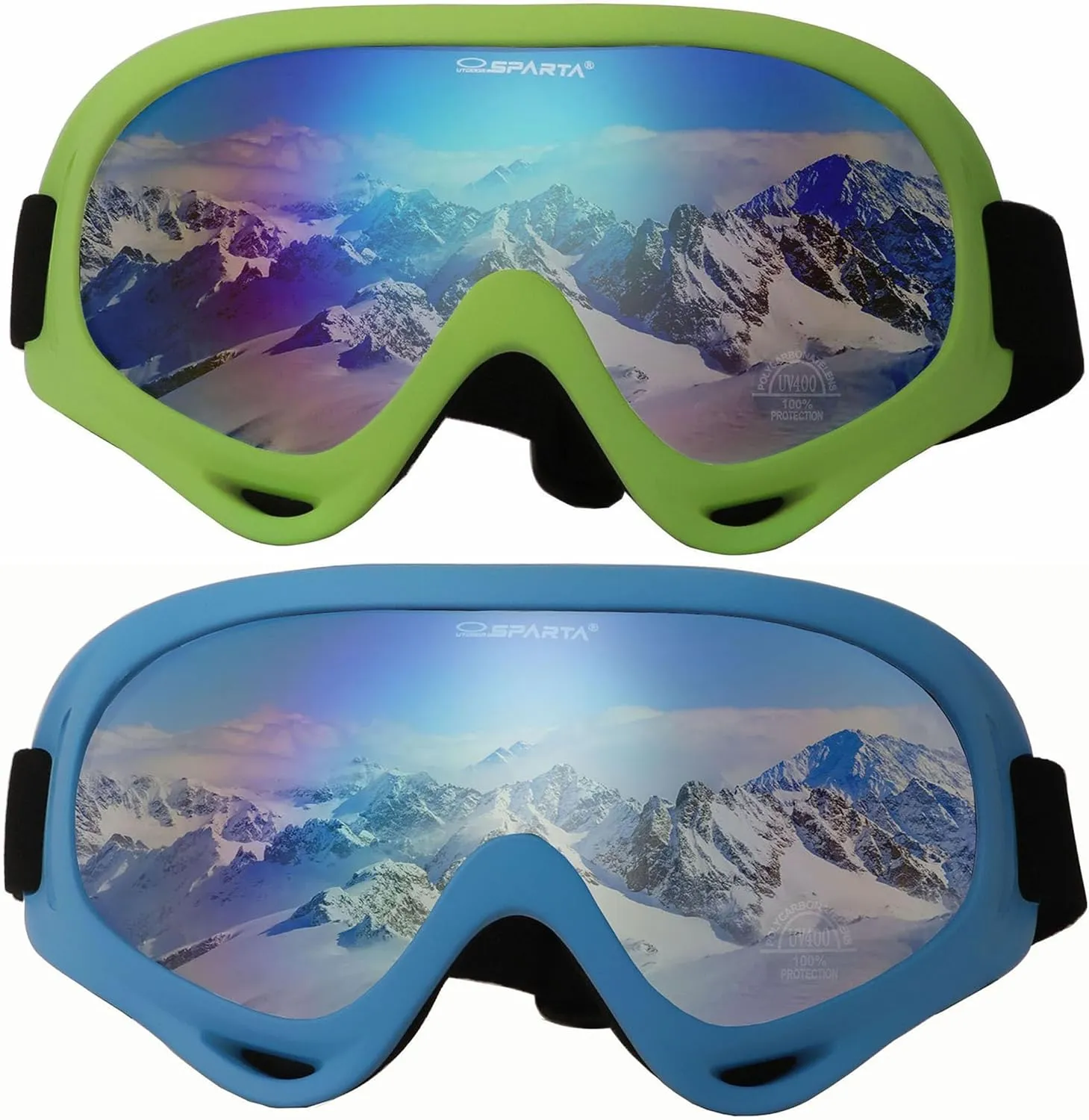 2-Pack Snow Ski Goggles, Snowboard Goggles for Men, Women, Youth, Kids, Boys or Girls