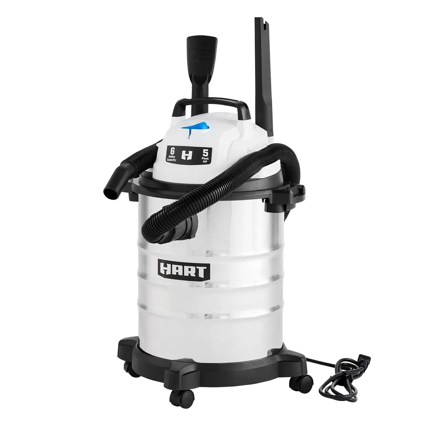 6-Gallon 5 Peak HP Stainless Steel Wet/Dry Vacuum with Complimentary Car Cleaning Kit (Silver color)
