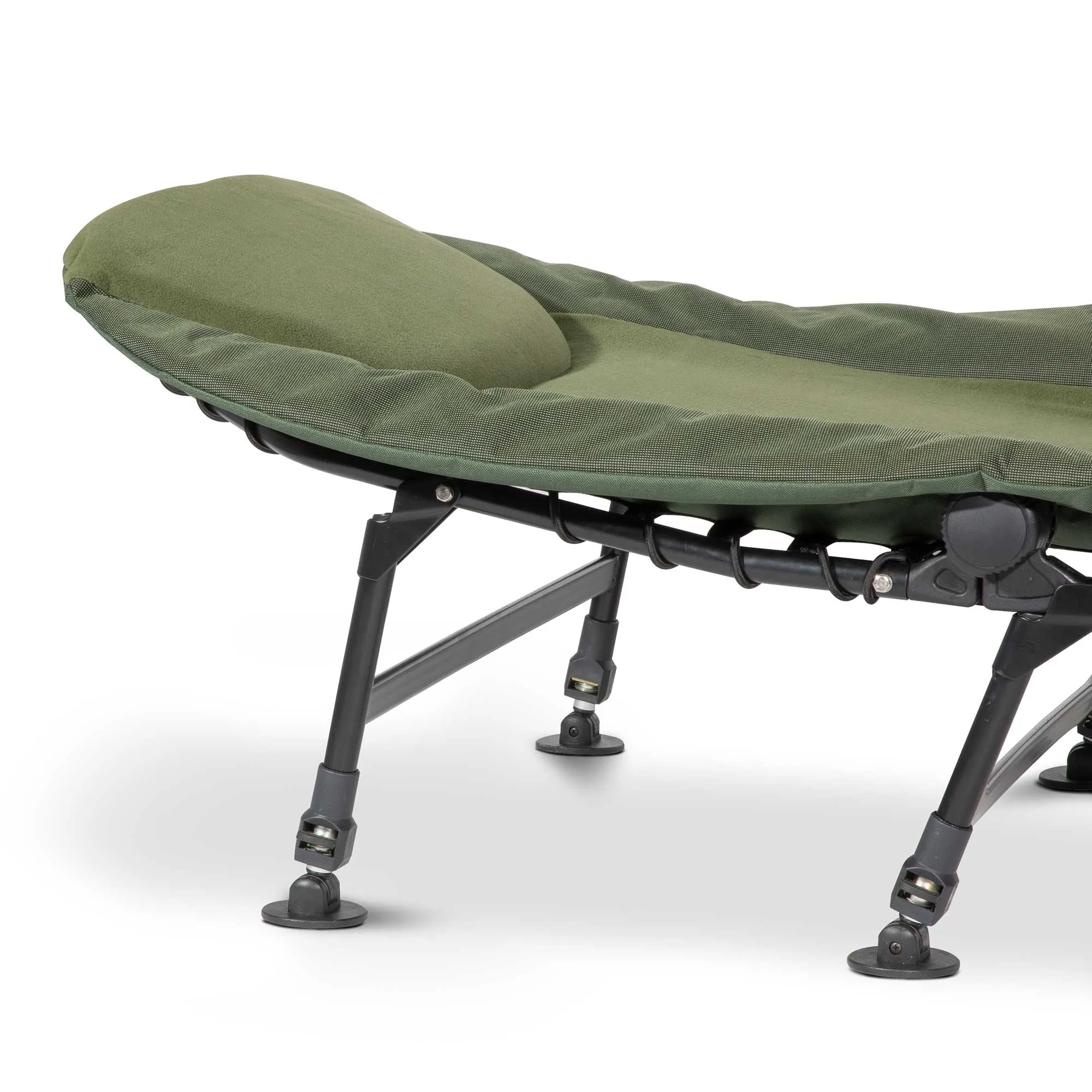 Adjustable Fishing Bedchair Fleece Mattress, Built-In Pillow, 6 Adjustable Feet - DL77