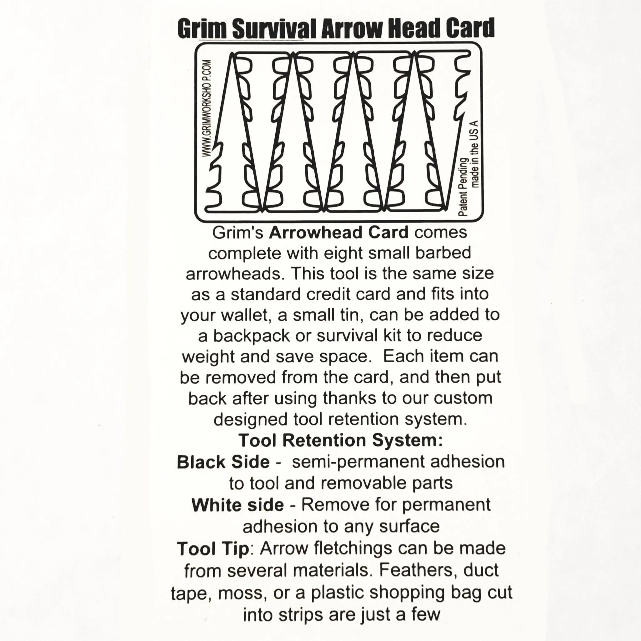 Arrow Survival Card : Credit Card Size Survival Arrowheads