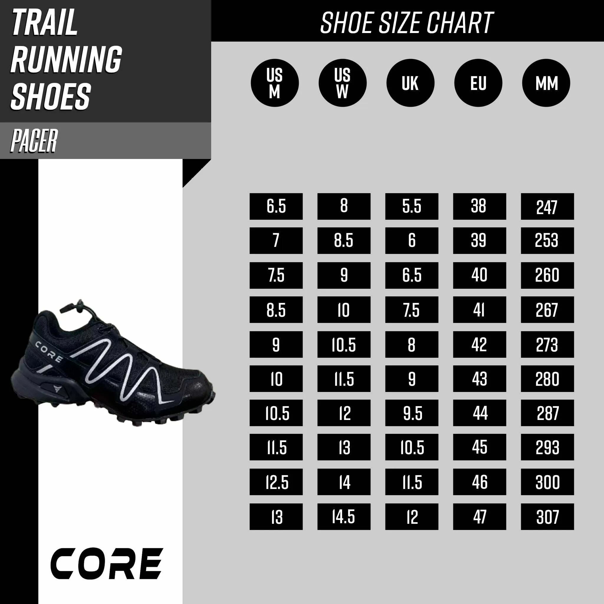Core Trail Running Shoes Pacer