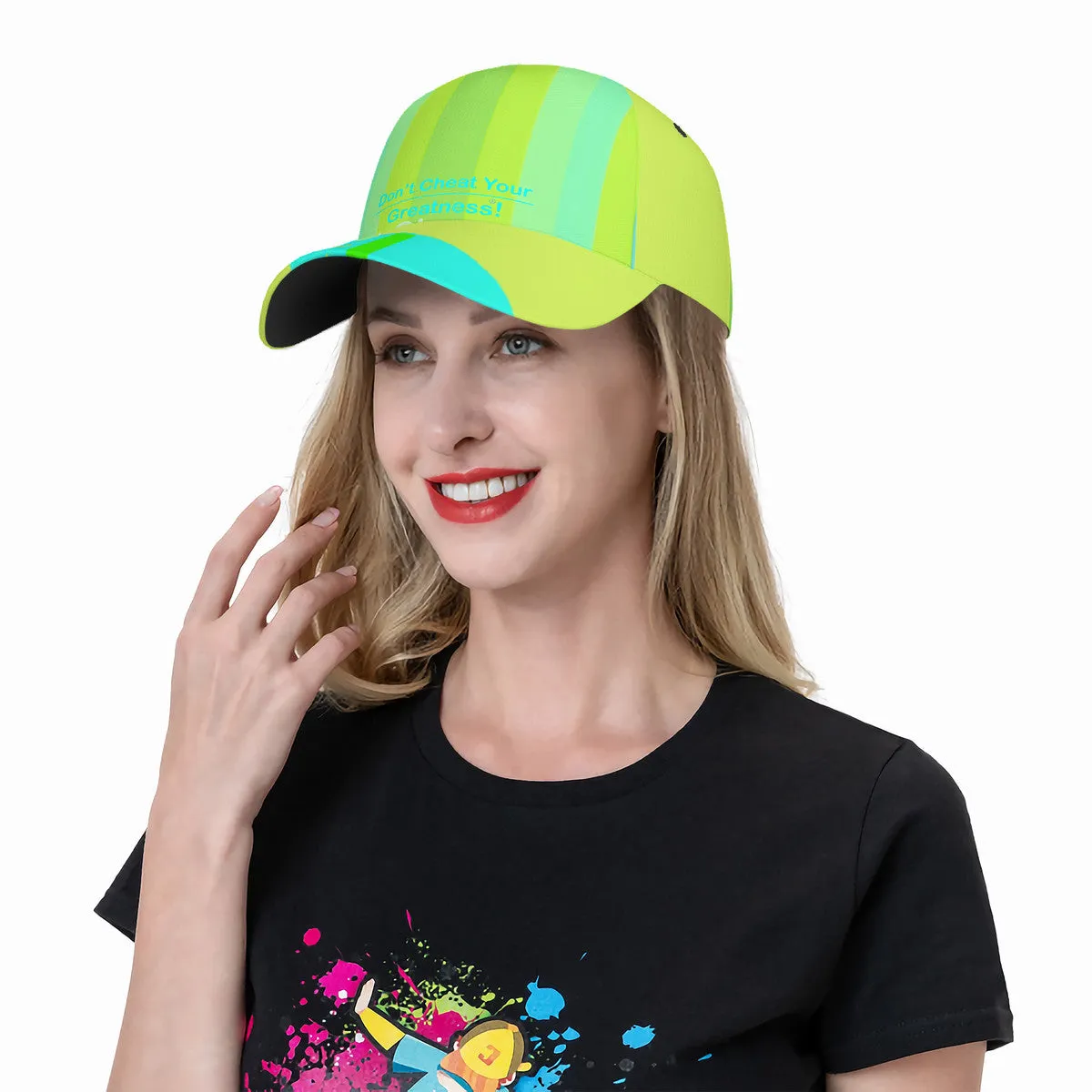 DCYG Light Green & Teal S24 Curved Brim Baseball Cap (AOP)