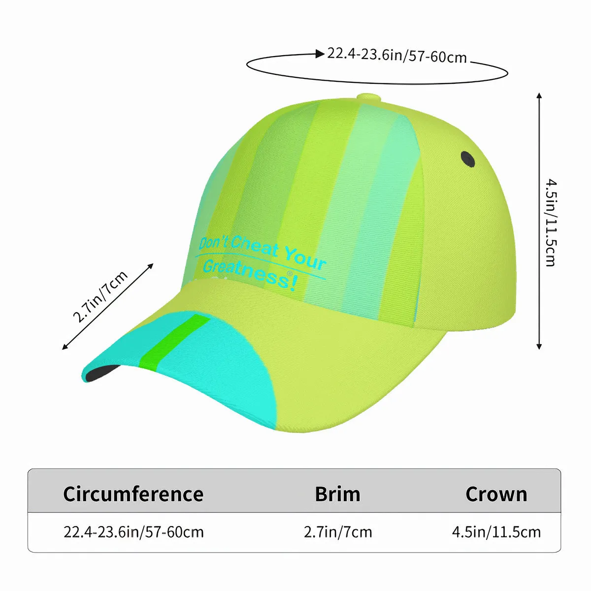 DCYG Light Green & Teal S24 Curved Brim Baseball Cap (AOP)