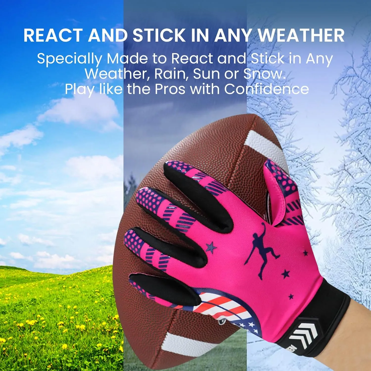 Football Receiver Gloves Youth Pink