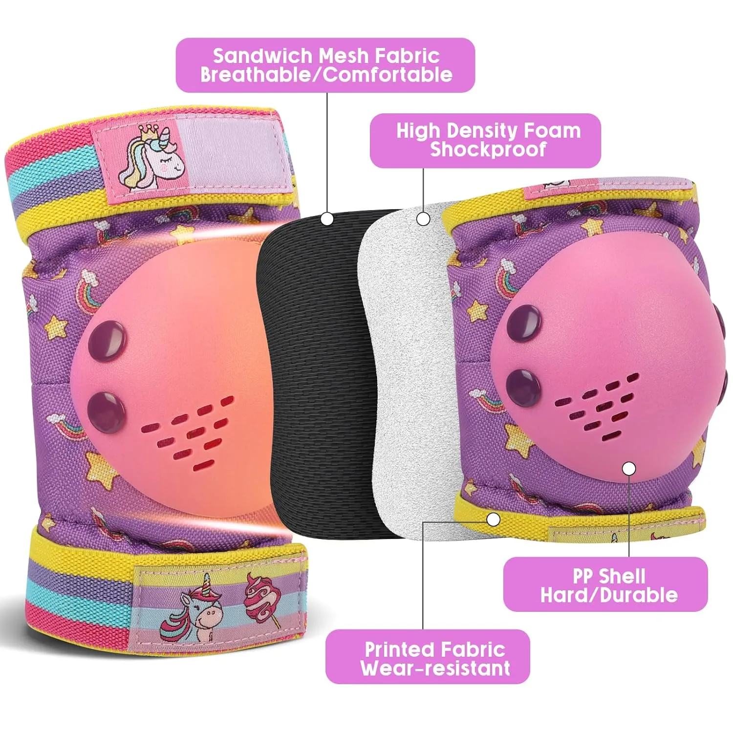Kids Knee Pads for Girls Boys Toddler 3-8 Years Old Knee and Elbow Pads with Wrist Guards Youth Protective Gear Set for Skateboard Cycling Roller Bike Inline Scooter Skating
