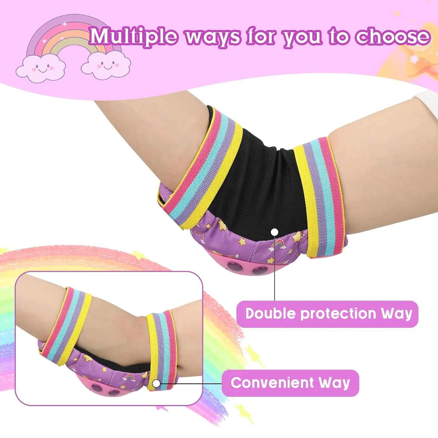 Kids Knee Pads for Girls Boys Toddler 3-8 Years Old Knee and Elbow Pads with Wrist Guards Youth Protective Gear Set for Skateboard Cycling Roller Bike Inline Scooter Skating