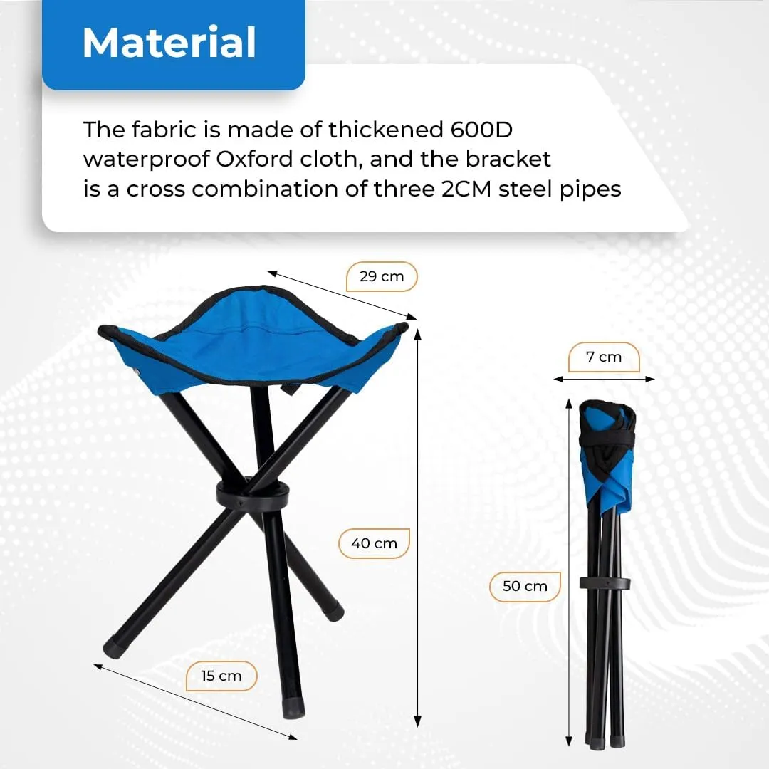 Kuber Industries Set of 6 Portable Stools for Travelling|Foldable Outdoor Sitting Chair|Tripod 3 Leg Chair for Camping, Picnic, Hiking|Blue