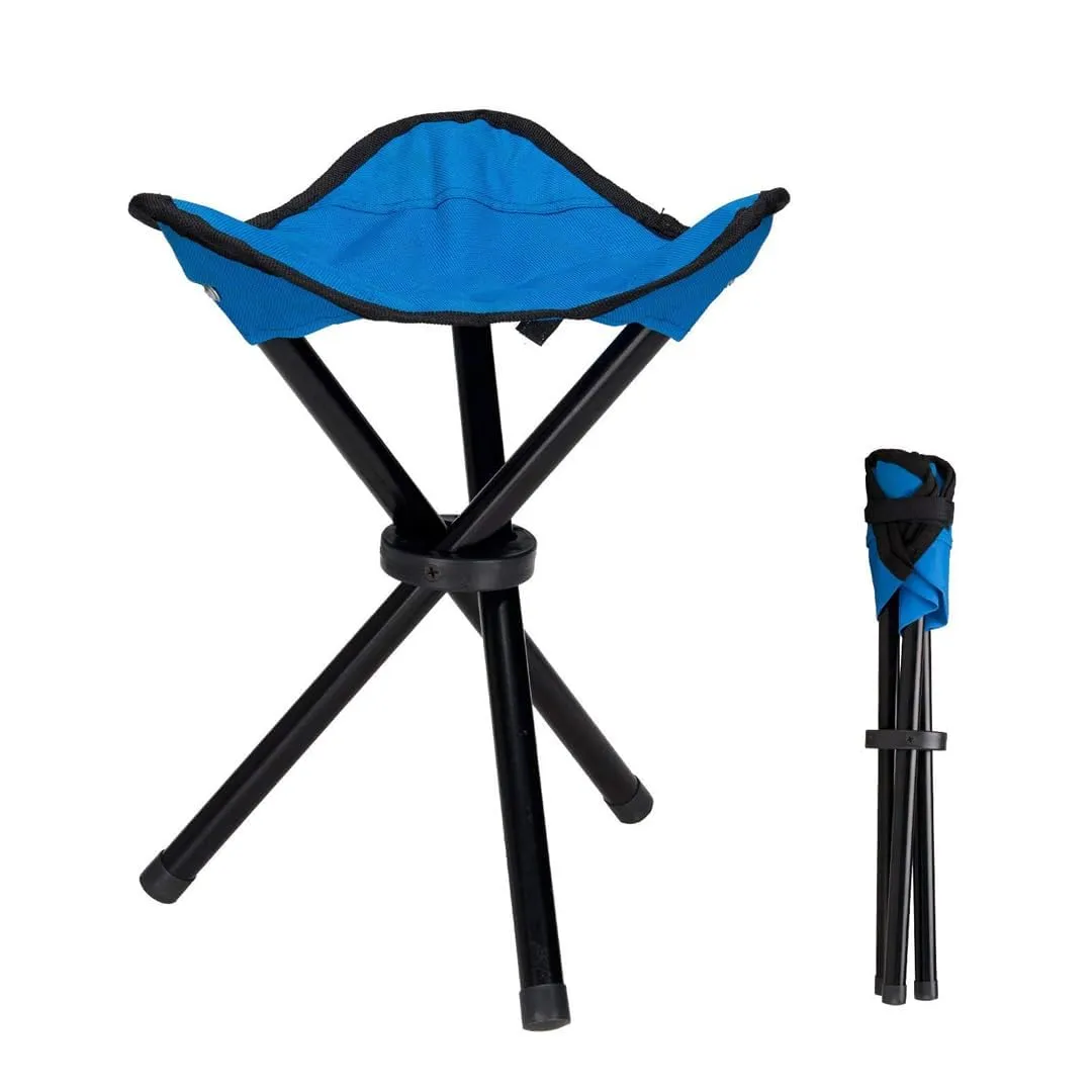 Kuber Industries Set of 6 Portable Stools for Travelling|Foldable Outdoor Sitting Chair|Tripod 3 Leg Chair for Camping, Picnic, Hiking|Blue
