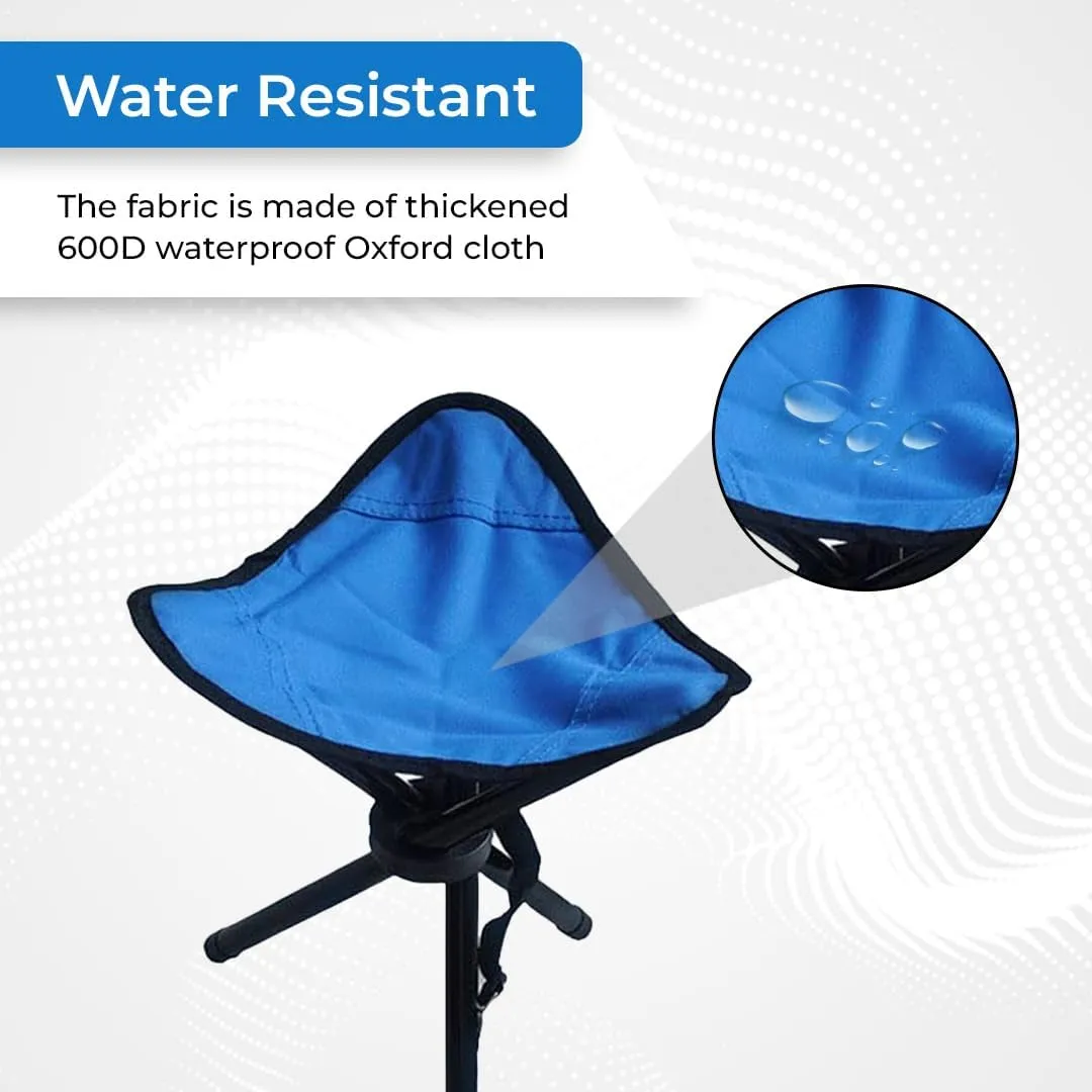 Kuber Industries Set of 6 Portable Stools for Travelling|Foldable Outdoor Sitting Chair|Tripod 3 Leg Chair for Camping, Picnic, Hiking|Blue