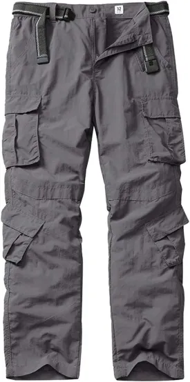 linlon Men's Outdoor Casual Quick Drying Lightweight Hiking Cargo Pants with 8 Pockets