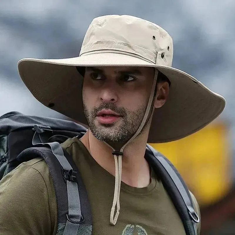 New Sun Protection Fishing Hat Summer Breathable Mesh Camping Hiking Caps Anti-UV Sun Hat Mountaineering Caps Men's Panama Hat