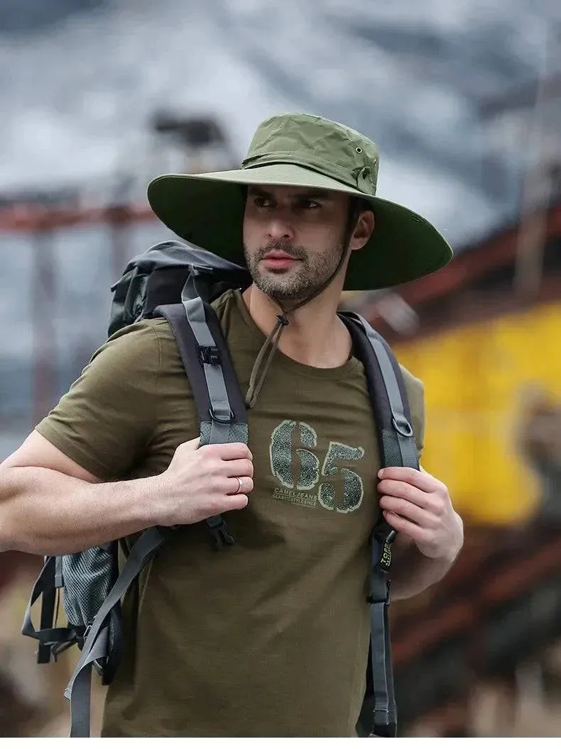 New Sun Protection Fishing Hat Summer Breathable Mesh Camping Hiking Caps Anti-UV Sun Hat Mountaineering Caps Men's Panama Hat