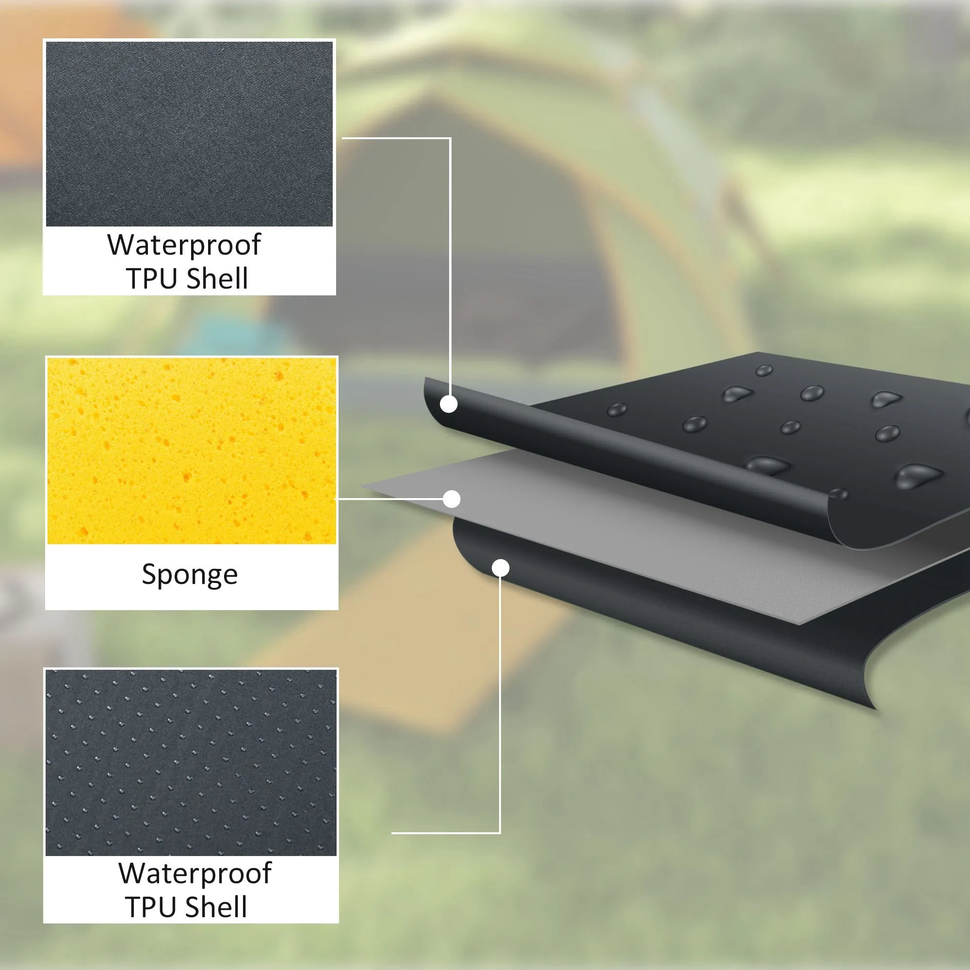 Outsunny Camping Tent with Self Inflatable Mattress, 1 Person Dome Tent with Removable Rainfly and Aluminium Frame, 2000mm Waterproof, Portable with Bags, for Fishing Hiking, Dark Grey/Grey