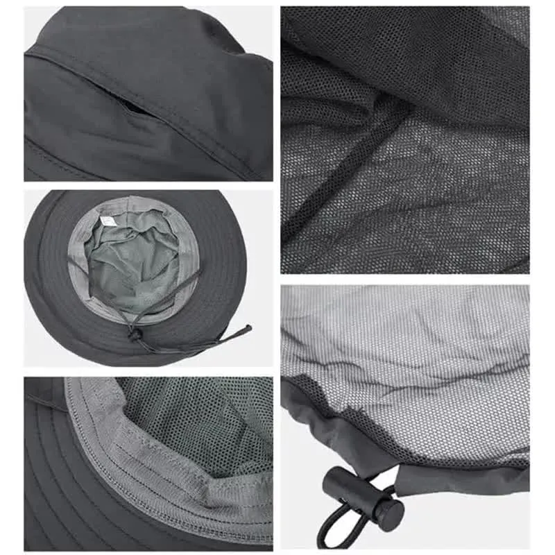Pink Outdoor Mosquito Net Hat - Sun Protection and Insect Repellent Bucket Hat