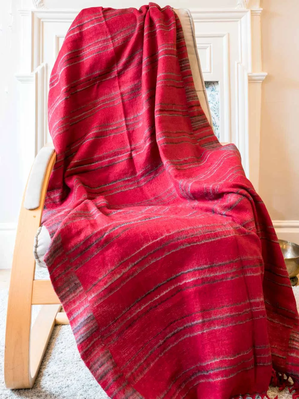 Red Striped Tibetan Blanket