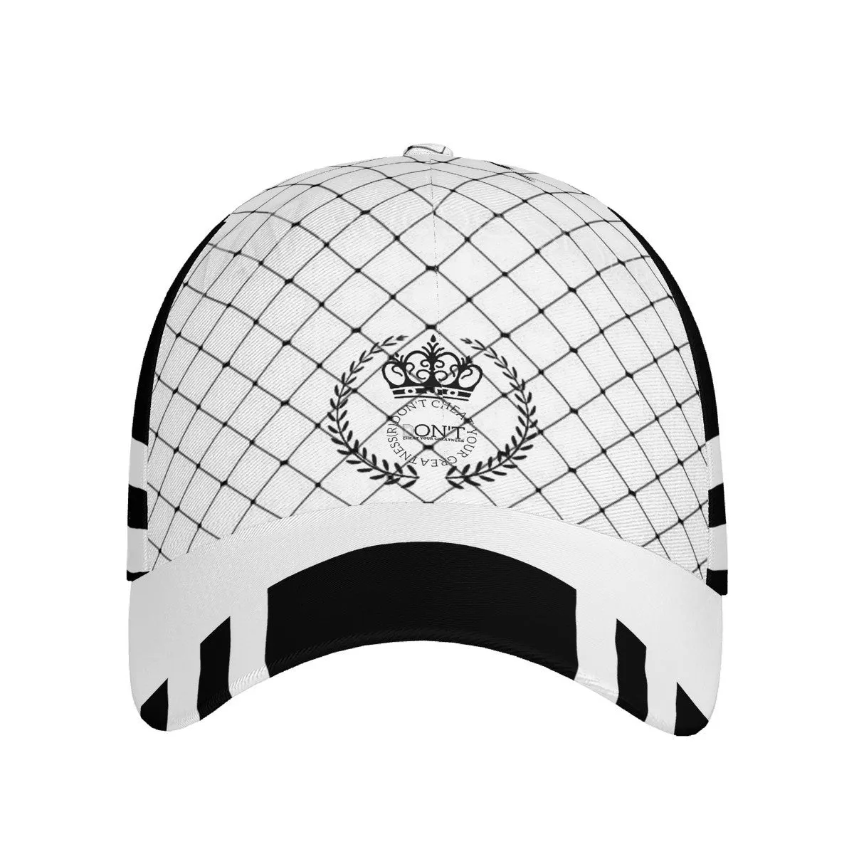 Royalty 24 Black Logo,  Netting, Stripes & White  Curved Brim Baseball Cap (AOP)