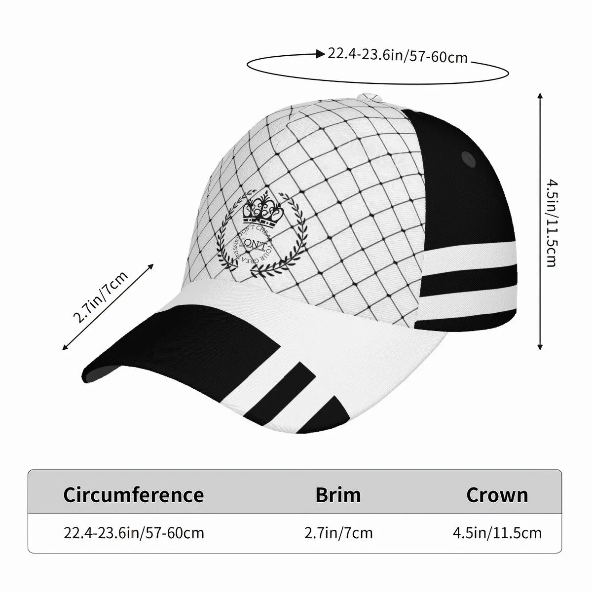 Royalty 24 Black Logo,  Netting, Stripes & White  Curved Brim Baseball Cap (AOP)