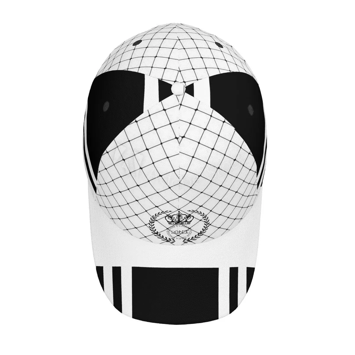 Royalty 24 Black Logo,  Netting, Stripes & White  Curved Brim Baseball Cap (AOP)