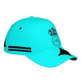 Royalty DON'T D4XV Black Logo, Stripes,  Designs & Turquoise  Curved Brim Baseball Cap (AOP)
