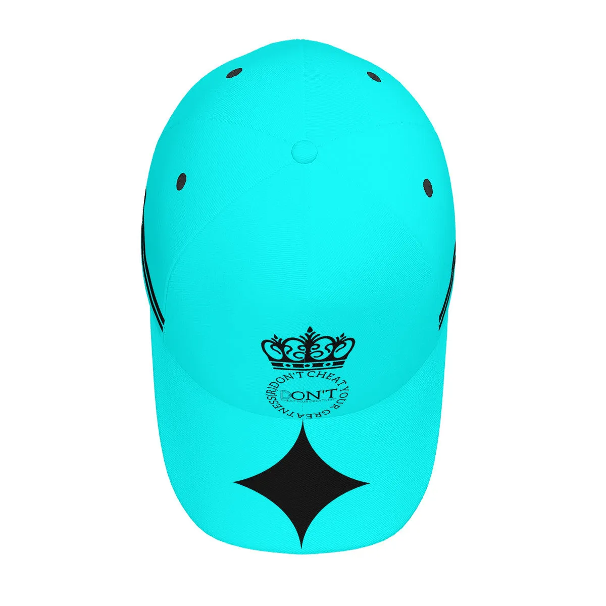 Royalty DON'T D4XV Black Logo, Stripes,  Designs & Turquoise  Curved Brim Baseball Cap (AOP)