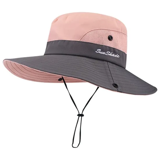 Safari Sun Hat With Ponytail Opening Summer Visor Outdoors Protection