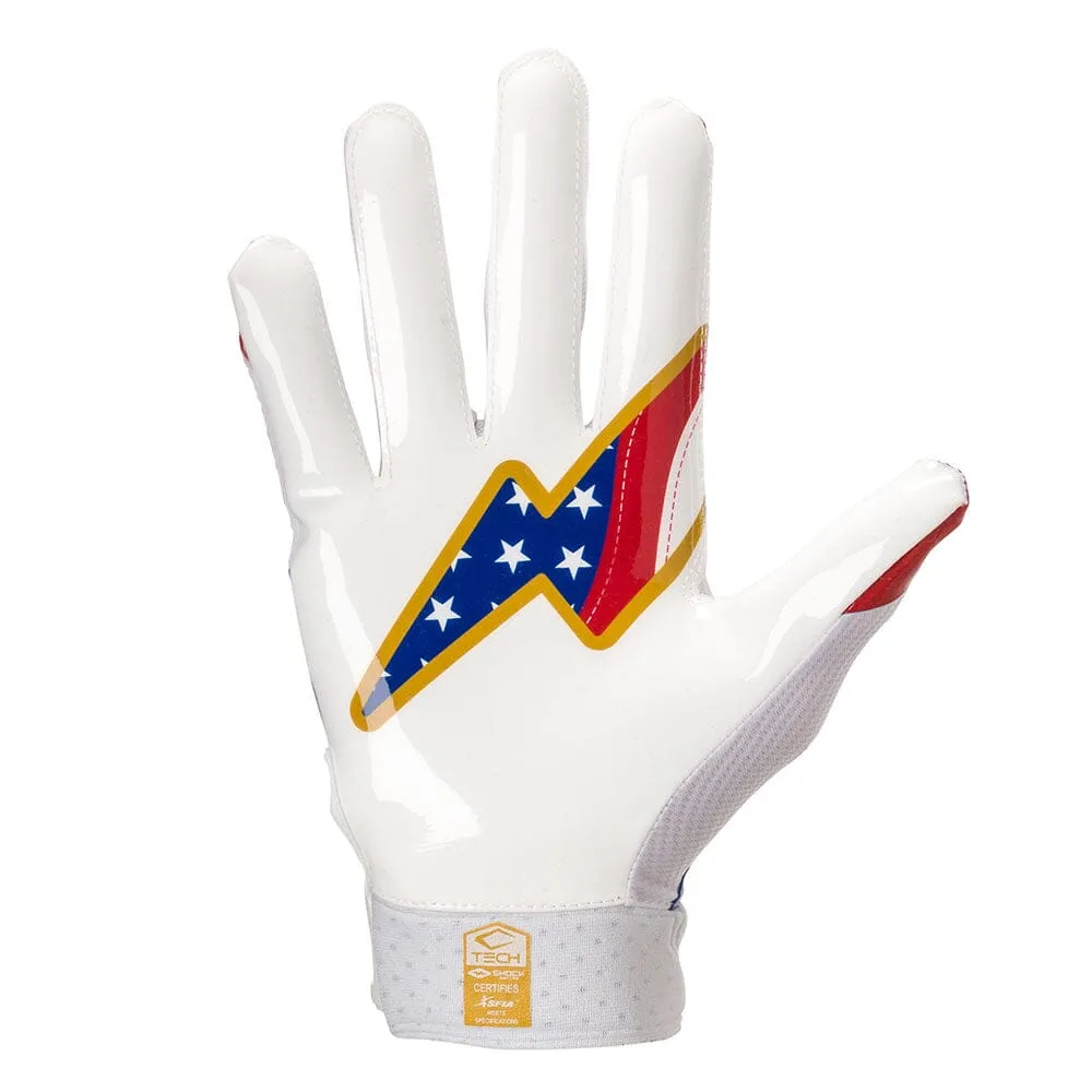 Stars and Stripes/Gold Showtime Receiver Gloves