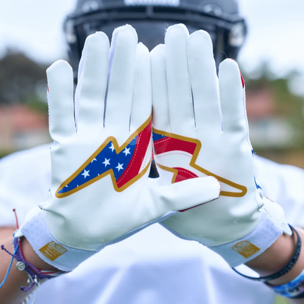 Stars and Stripes/Gold Showtime Receiver Gloves