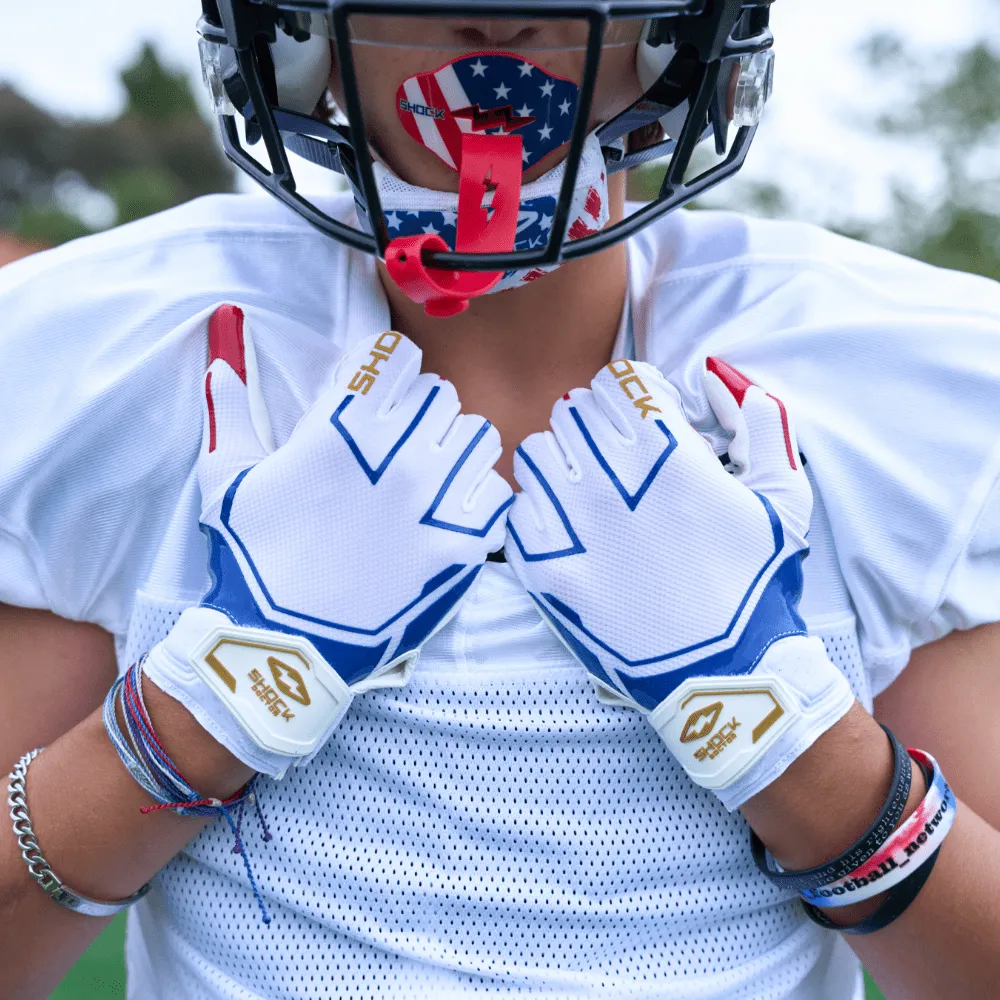 Stars and Stripes/Gold Showtime Receiver Gloves