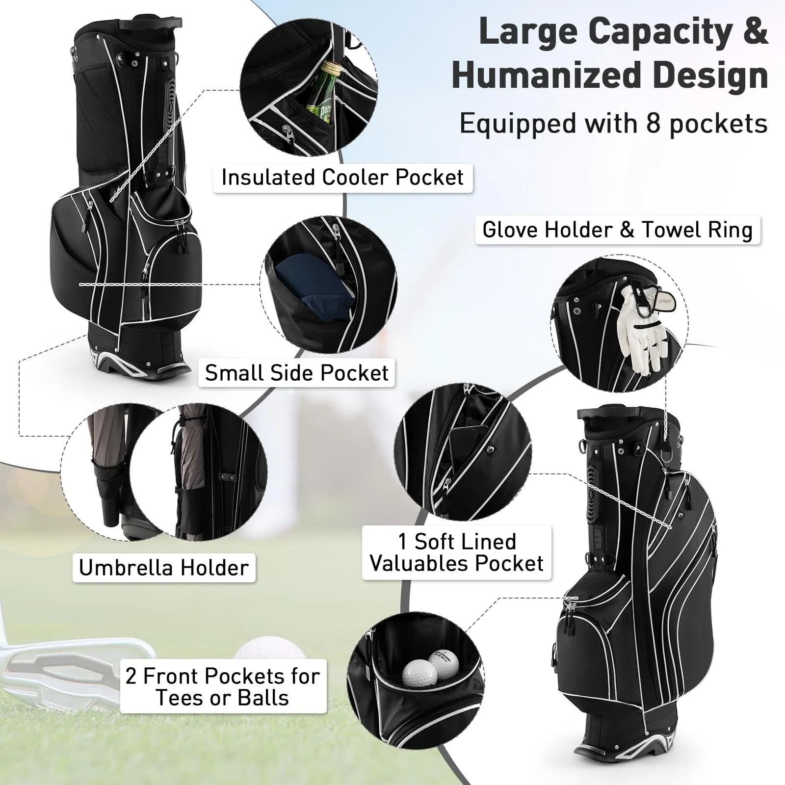 Tangkula 10 Pieces Men's Complete Golf Clubs Package Set Right Hand
