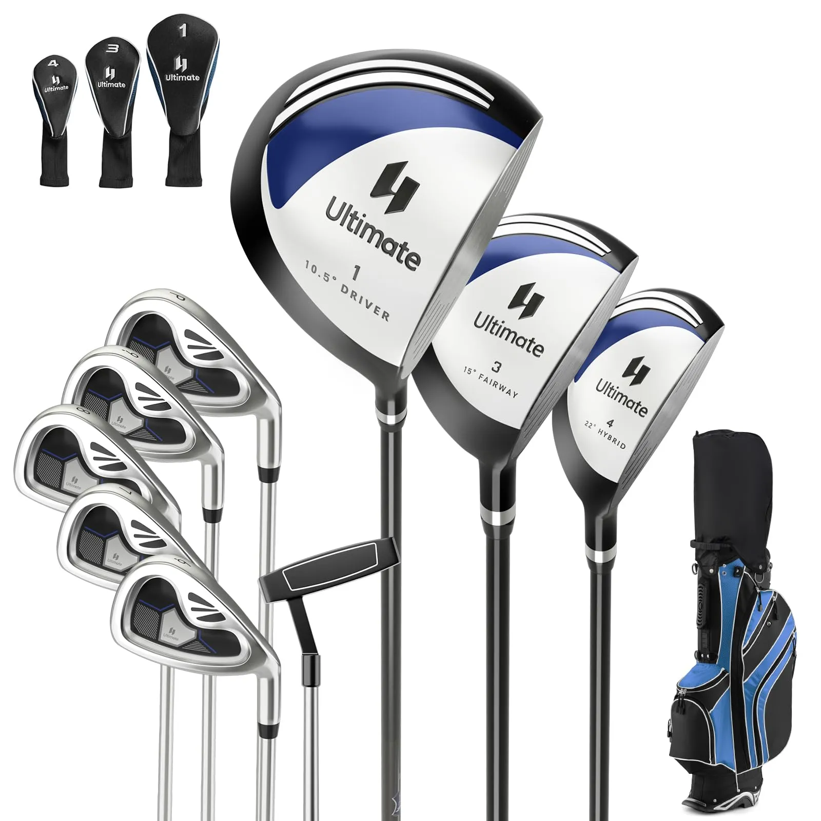 Tangkula 10 Pieces Men's Complete Golf Clubs Package Set Right Hand