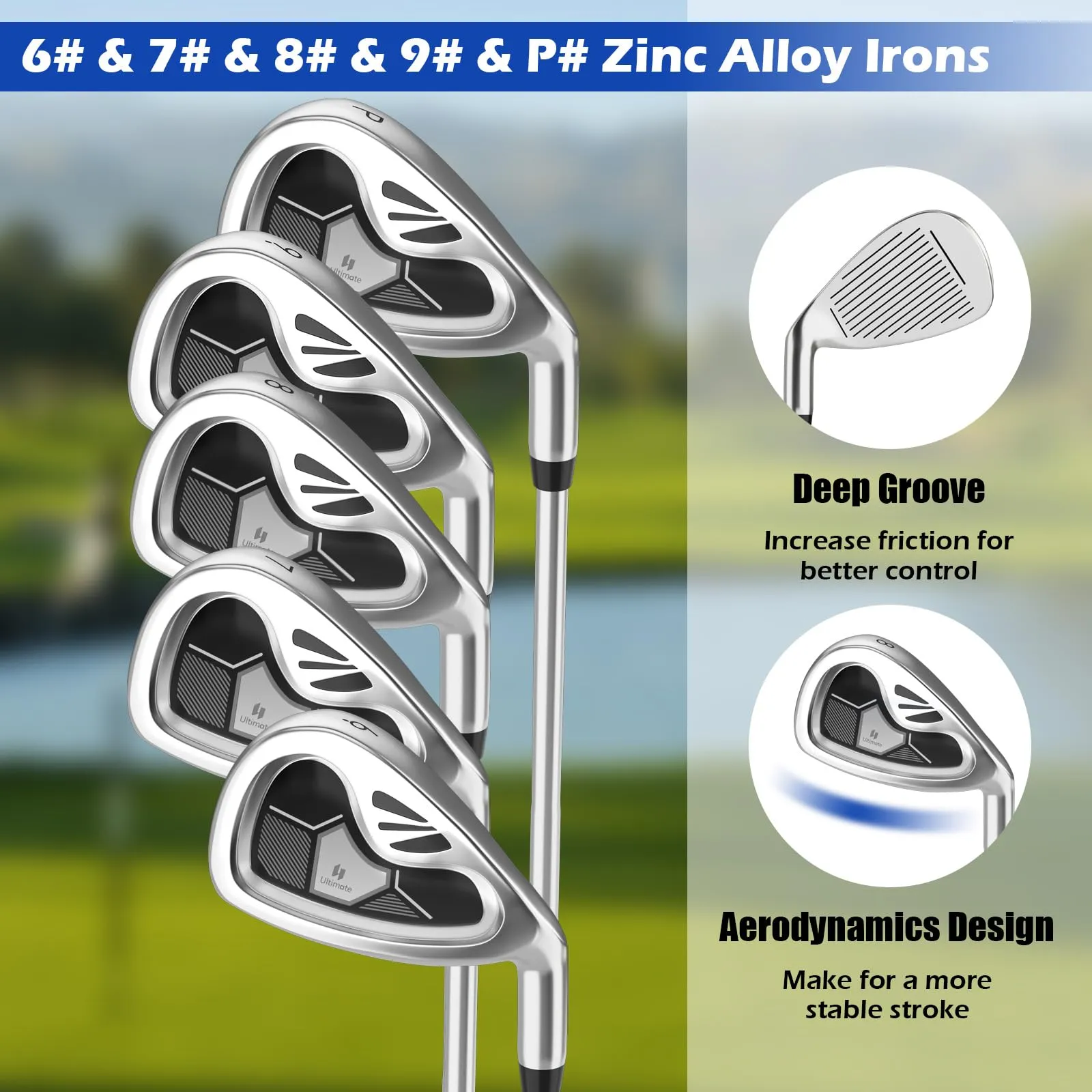 Tangkula 10 Pieces Men's Complete Golf Clubs Package Set Right Hand
