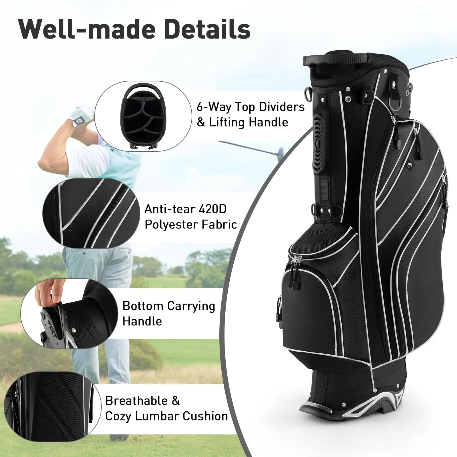 Tangkula 10 Pieces Men's Complete Golf Clubs Package Set Right Hand