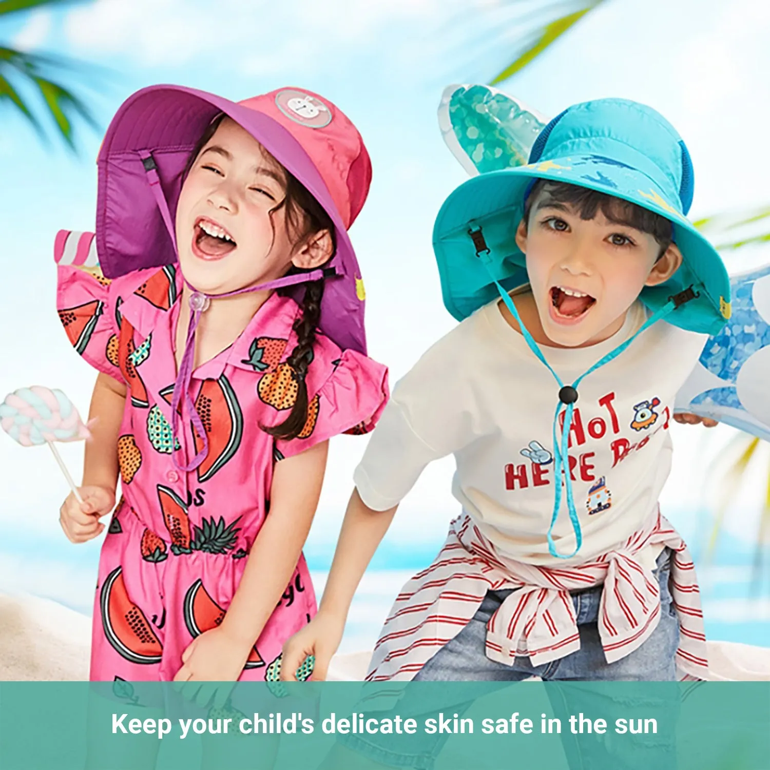 Truboo Kids Sun Hat Children Bucket Boys Girls Cap Summer Breach UV Protective