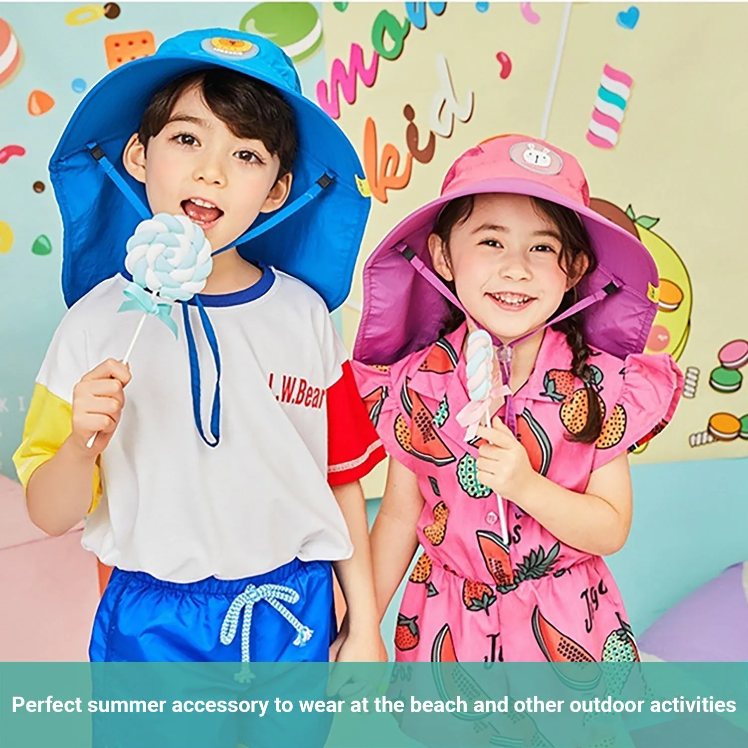Truboo Kids Sun Hat Children Bucket Boys Girls Cap Summer Breach UV Protective