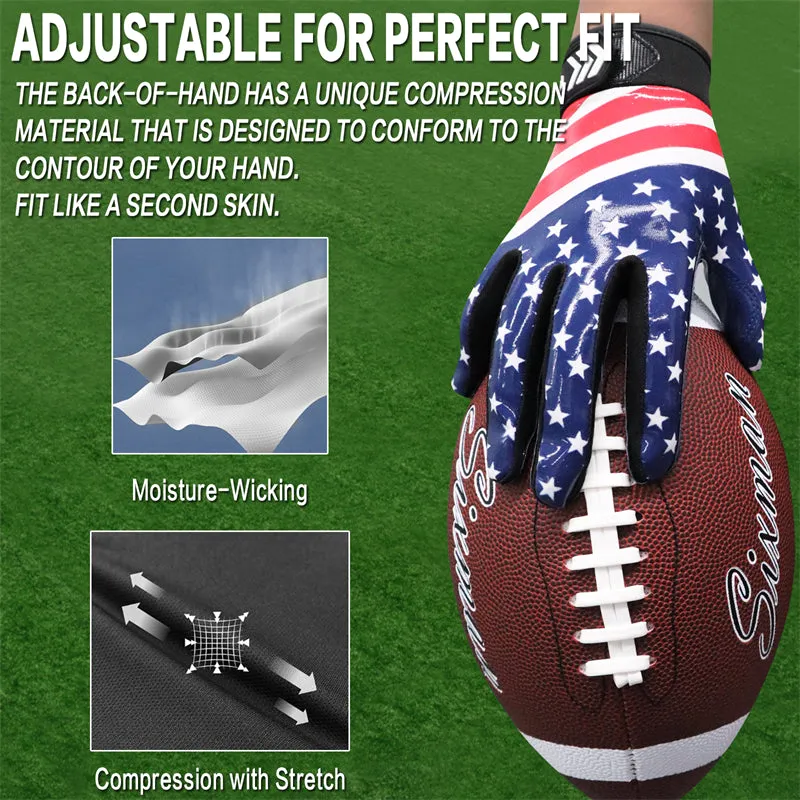 USA Flag Youth Football Receiver Gloves 1 Pair
