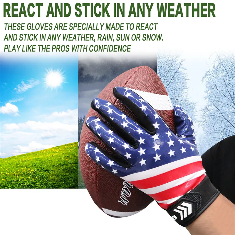 USA Flag Youth Football Receiver Gloves 1 Pair