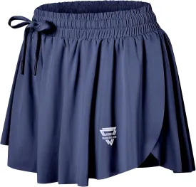Wsirmet Flowy Shorts for Women Butterfly Shorts 2 in 1 Athletic Workout Gym Biker Running Shorts with Pockets